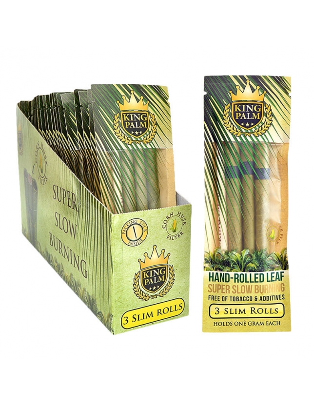 King Palm Hand-Rolled Organic Leaf Cones - Slim 3 Pack